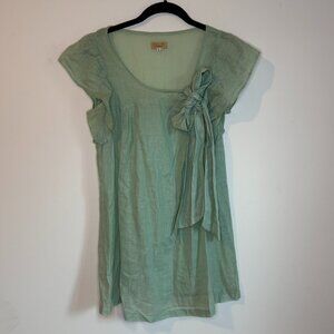 Piko 1988 Green Tunic/Dress with Shimmer Sheen and Bow